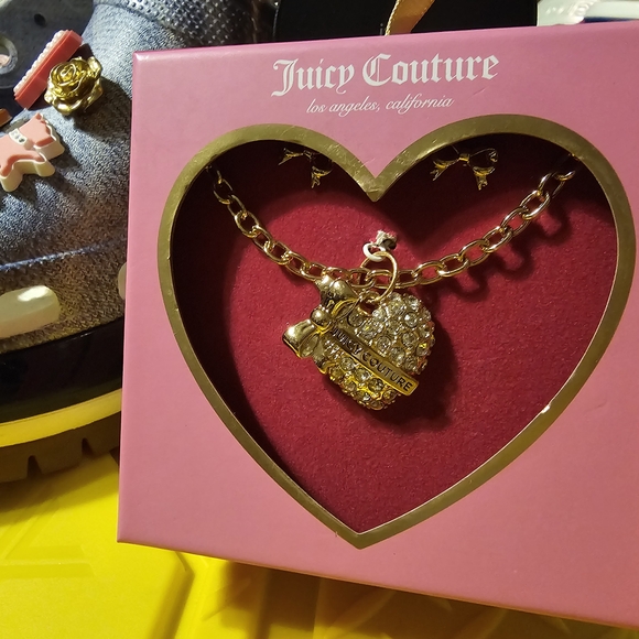 💝New! Juicy Couture Heart Rhinestone Necklace & Ribbon Earrings Set - Picture 6 of 10